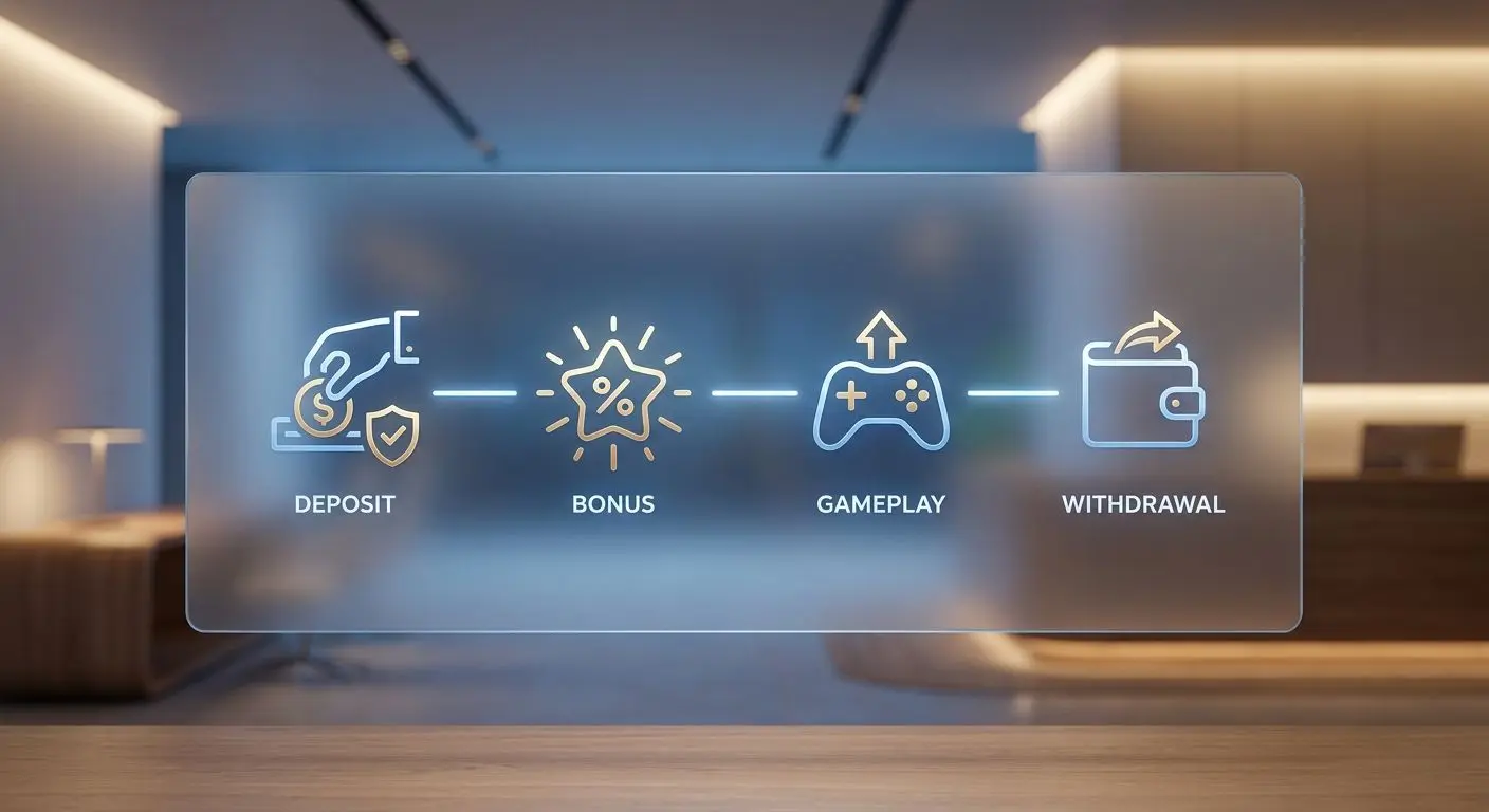PlayOJO betalningsflöde och bonus Flöde för insättning bonus spel och uttag hos PlayOJO