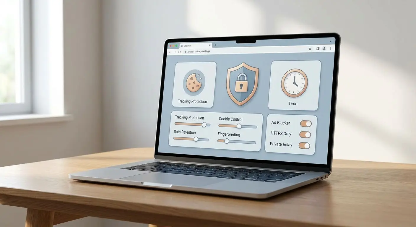 Webbläsarinställningar för cookies och integritet med reglage