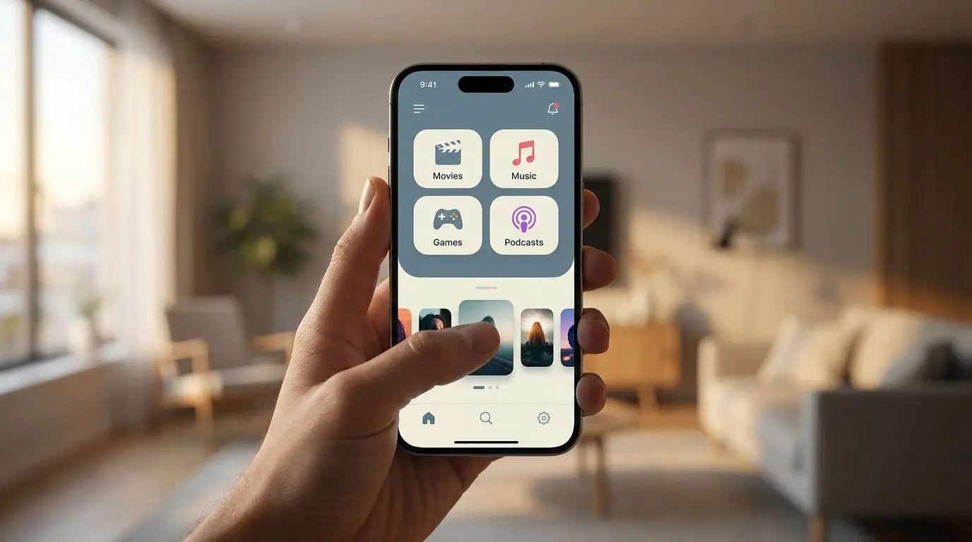Mobilupplevelse på Android och iPhone Mobilgränssnitt på smartphone med tydlig navigation
