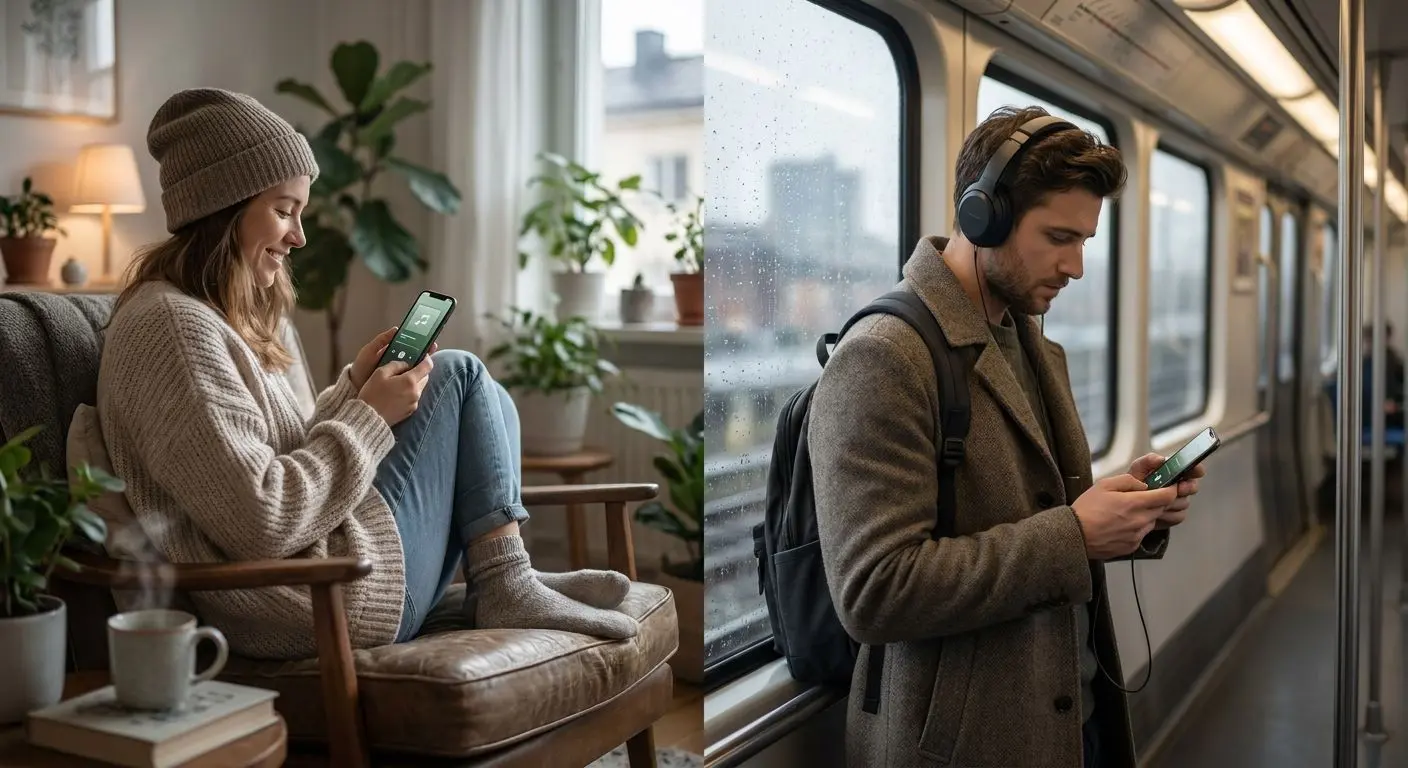 Spela fritt i mobilen var du vill Svensk användare spelar i mobilen hemma eller på pendeln