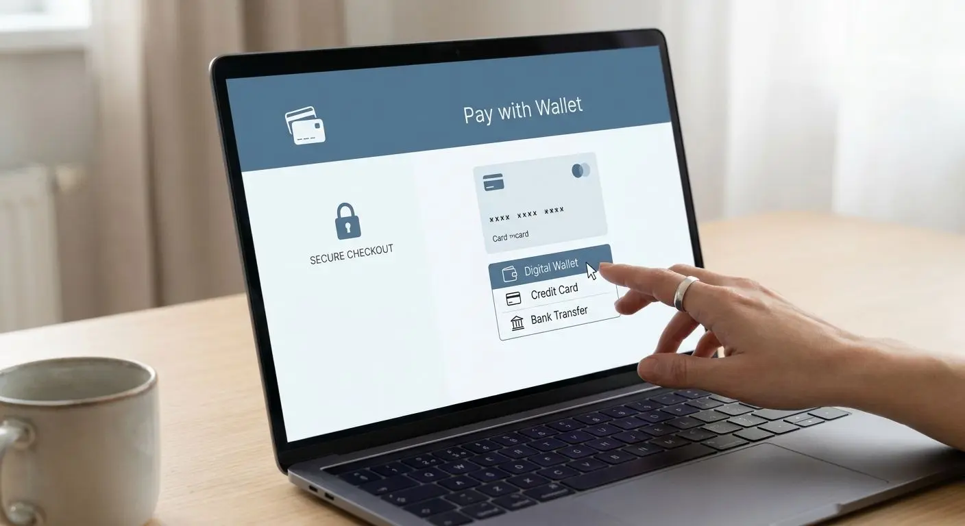 VÀlj PayPal i kassan Illustration av spelare som vÀljer PayPal i kassan pÄ PlayOJO