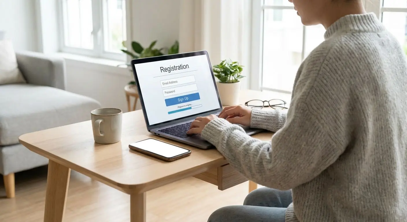 Enkel online-registrering hos PlayOJO Spelare fyller i ett online-formulÀr pÄ laptop och mobil