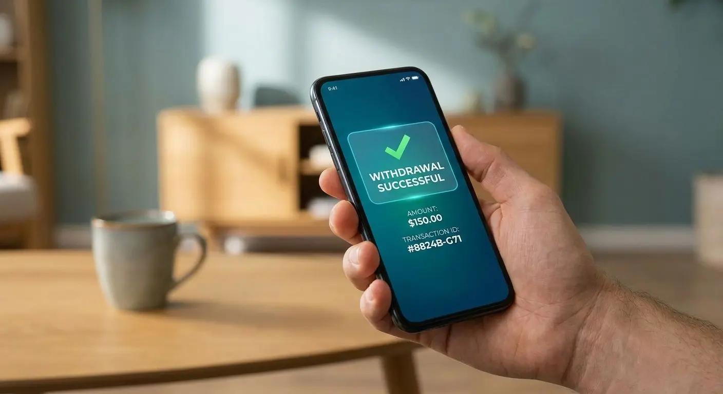Mobil med bekräftelse för snabbt uttag