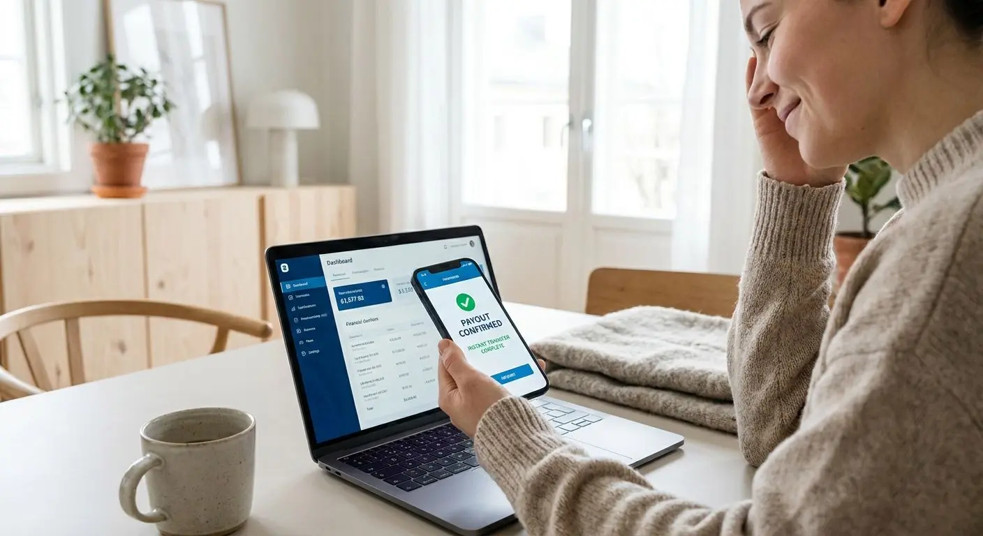 Spelare får snabb utbetalning på mobil hemma