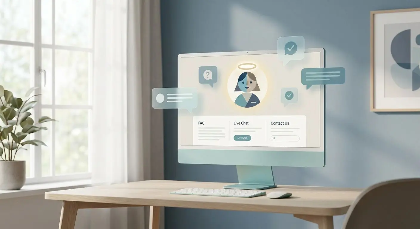 Support och hjälp för användare Neutral illustration av kundtjänst och online-support